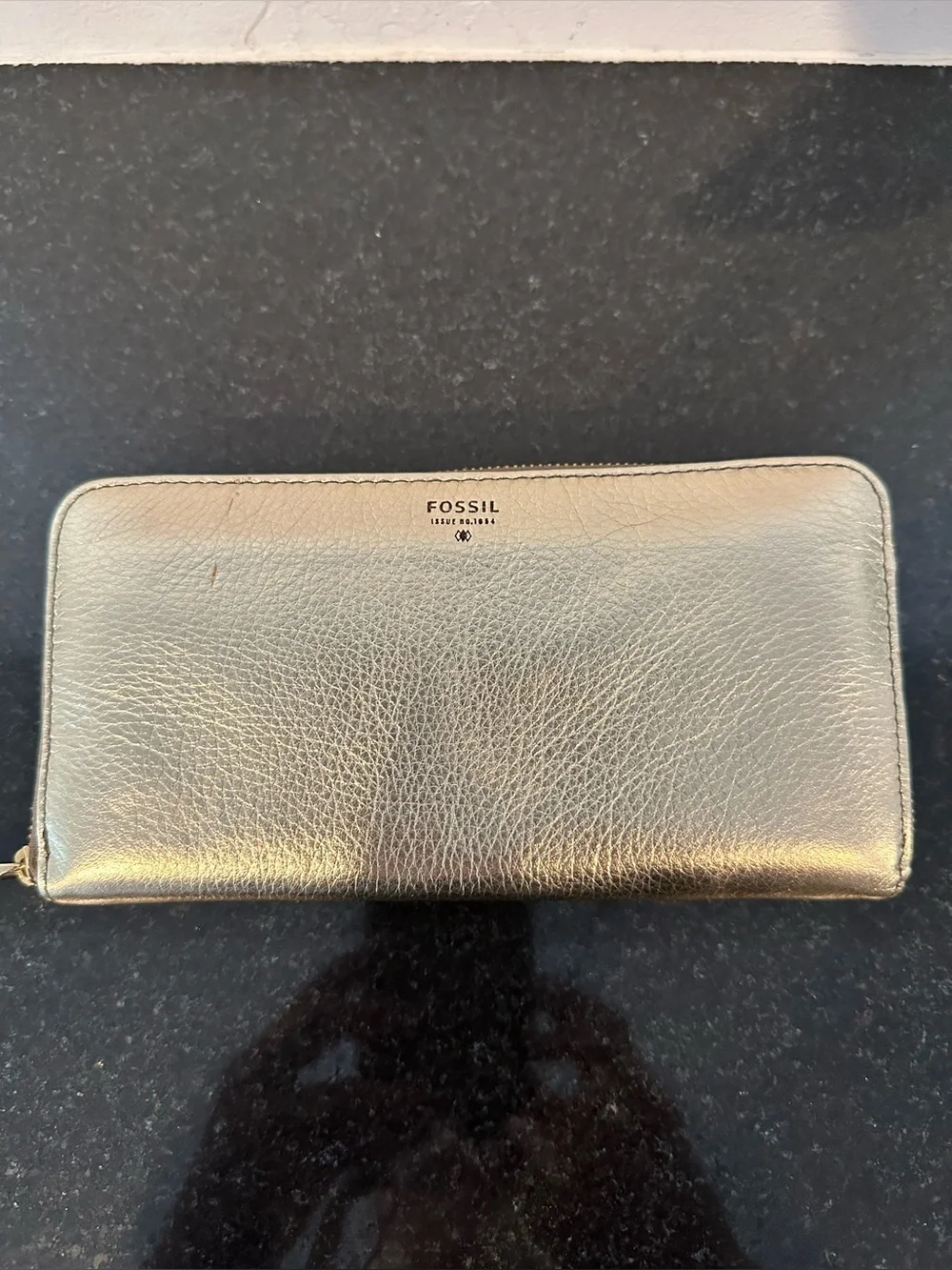 Fossil Metallic Gold Zip-Around Wallet
